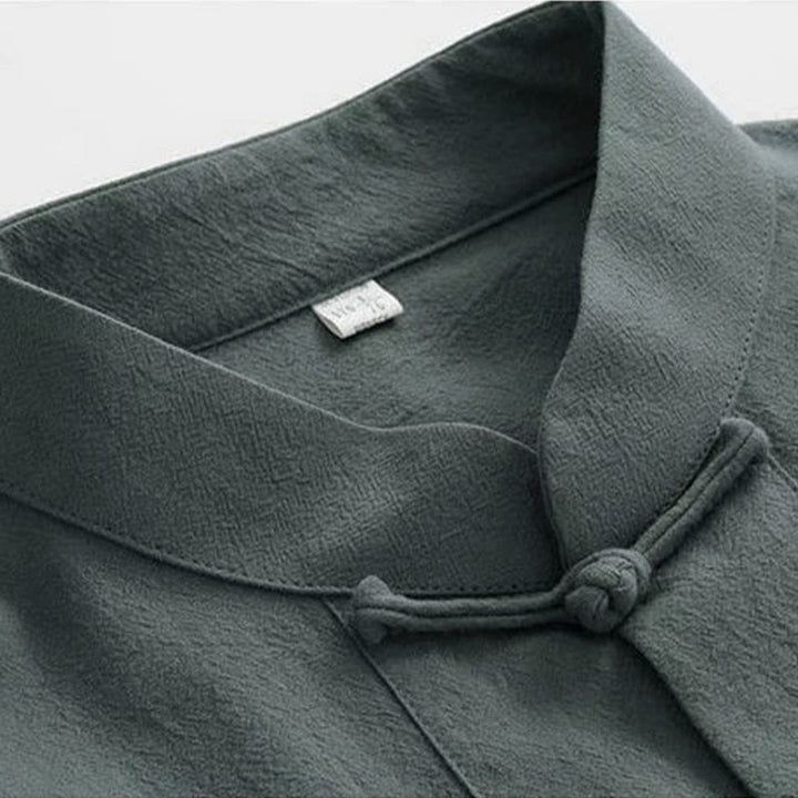 Buddha Stones, 2-częściowy strój Tang, tradycyjny mundur z żabą i guzikami, koszula z długim rękawem i spodnie, męski zestaw - image 7