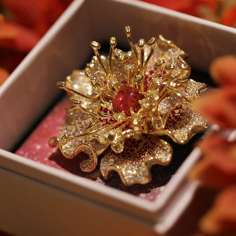 Buddha Stones Broszka miedziana "Kwiat piwonii: dobrobyt" - image 2