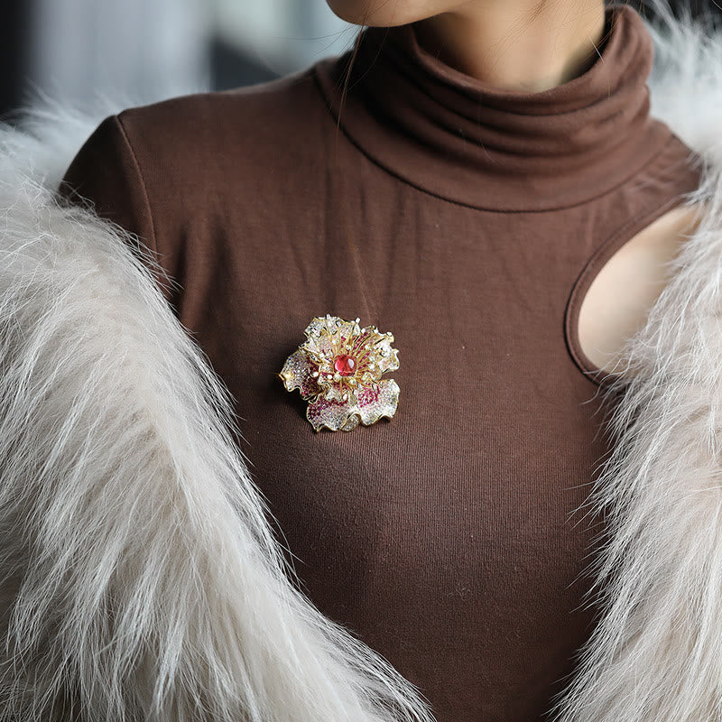 Buddha Stones Broszka miedziana "Kwiat piwonii: dobrobyt" - image 5