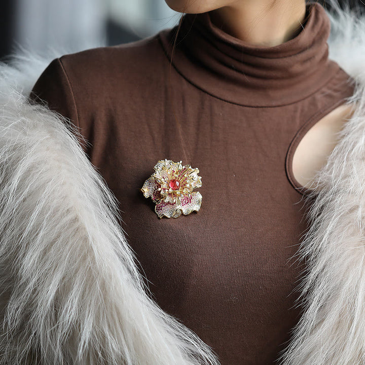 Buddha Stones Broszka miedziana "Kwiat piwonii: dobrobyt" - image 5