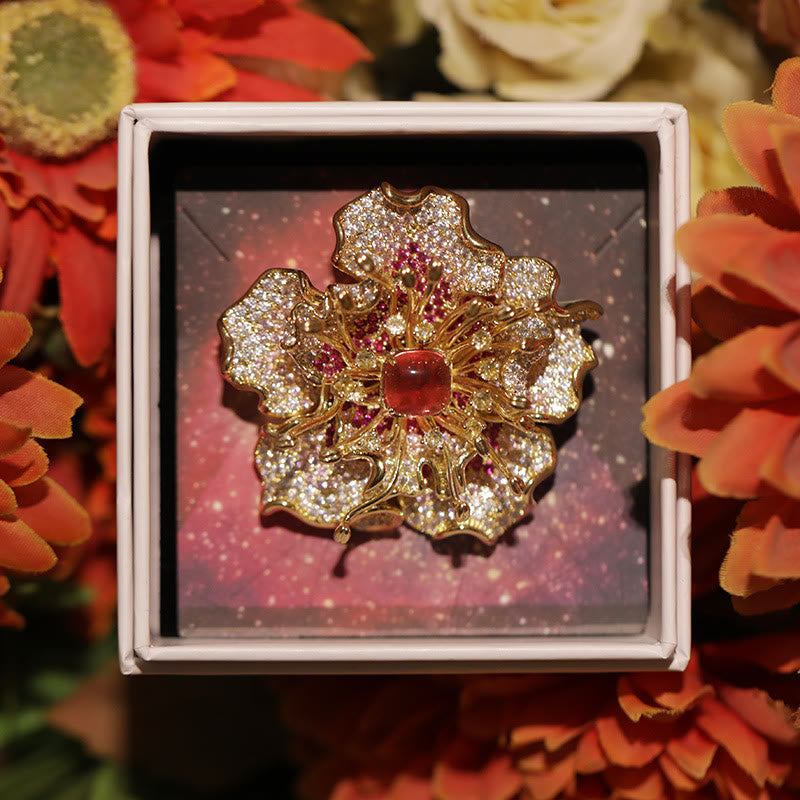 Buddha Stones Broszka miedziana "Kwiat piwonii: dobrobyt" - image 1