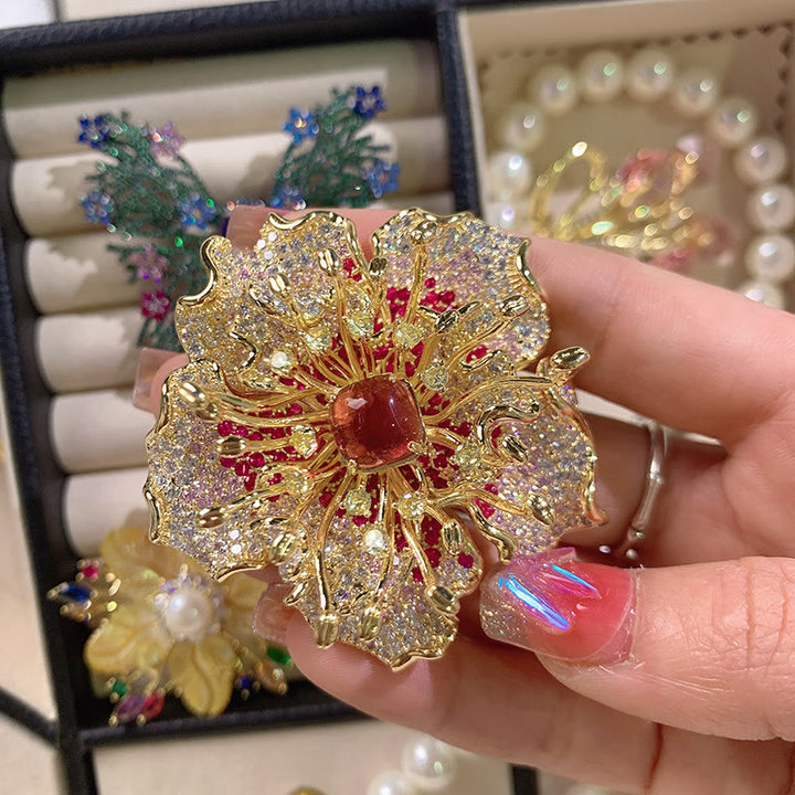 Buddha Stones Broszka miedziana "Kwiat piwonii: dobrobyt" - image 3