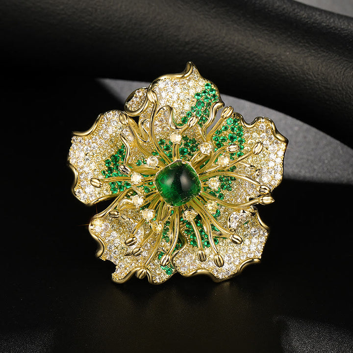 Buddha Stones Broszka miedziana "Kwiat piwonii: dobrobyt" - Zielona piwonia - image 8