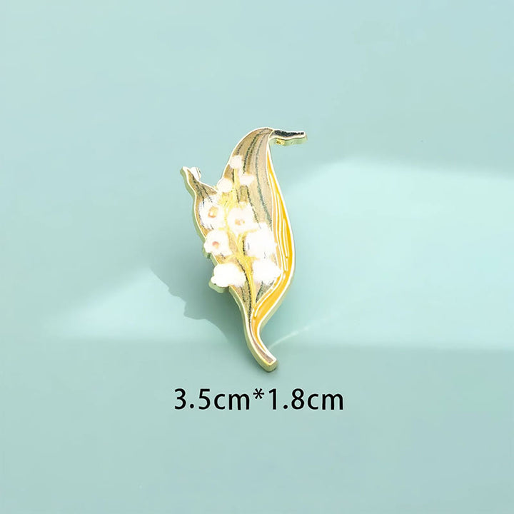 Buddha Stones Broszka z miedzi, niezapominajka, mak, konwalia, hortensja, łubin - Konwalia 1,8*3,5cm - image 11