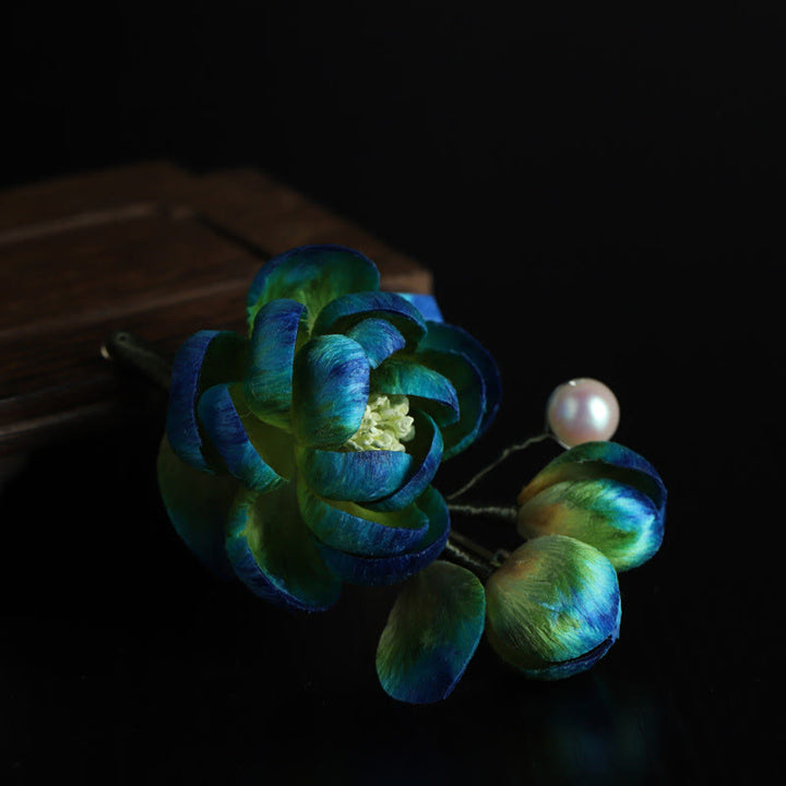 Buddha Stones Ręcznie robiona broszka ochronna z jedwabiu i aksamitu z kamelią - image 7