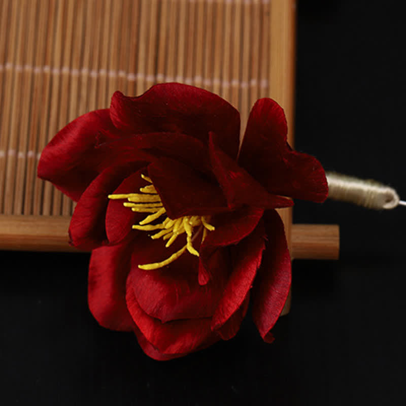 Buddha Stones Broszka z ręcznie robionego jedwabiu z czerwonym kamelem, z napisem „Błogosławieństwo i szczerość” z dziedzictwa kulturowego - image 11