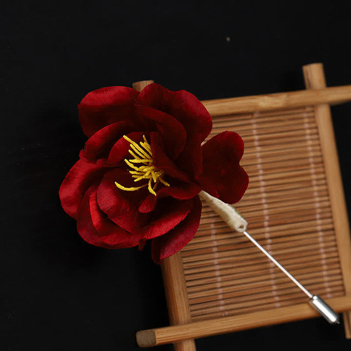 Buddha Stones Broszka z ręcznie robionego jedwabiu z czerwonym kamelem, z napisem „Błogosławieństwo i szczerość” z dziedzictwa kulturowego - image 6