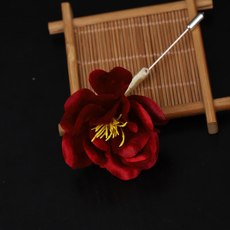 Buddha Stones Broszka z ręcznie robionego jedwabiu z czerwonym kamelem, z napisem „Błogosławieństwo i szczerość” z dziedzictwa kulturowego - image 7