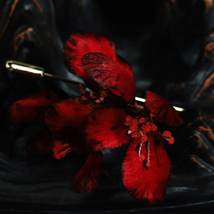 Buddha Stones Ręcznie wykonana broszka z jedwabiu z cyklamenem i kwiatem persycum - image 3