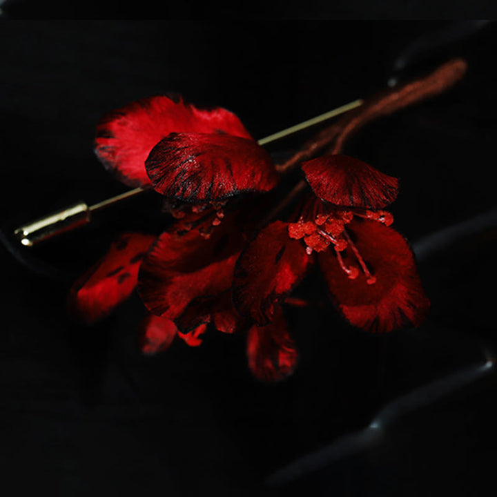 Buddha Stones Ręcznie wykonana broszka z jedwabiu z cyklamenem i kwiatem persycum - image 6