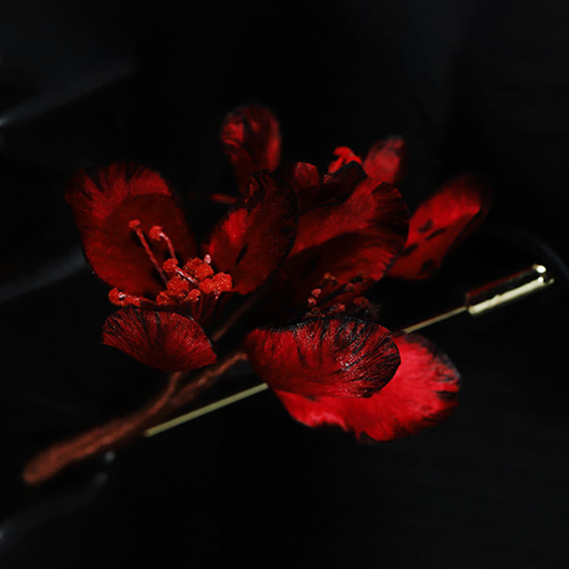 Buddha Stones Ręcznie wykonana broszka z jedwabiu z cyklamenem i kwiatem persycum - image 7