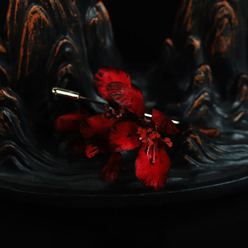 Buddha Stones Ręcznie wykonana broszka z jedwabiu z cyklamenem i kwiatem persycum - image 4