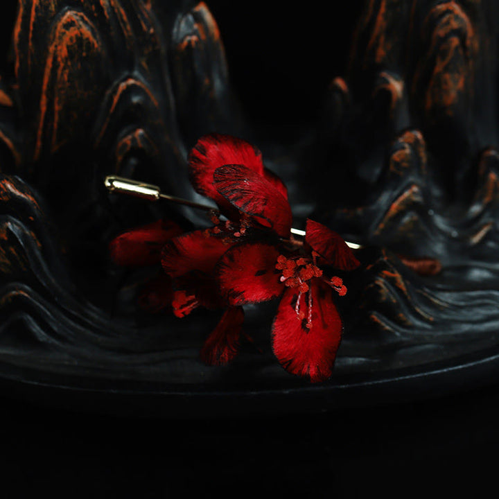 Buddha Stones Ręcznie wykonana broszka z jedwabiu z cyklamenem i kwiatem persycum - image 4