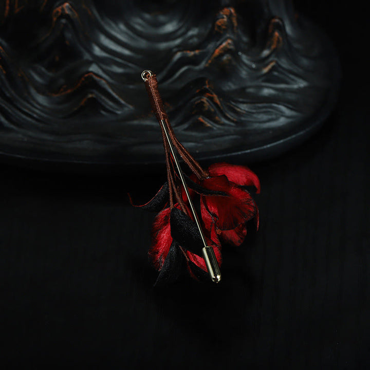 Buddha Stones Ręcznie wykonana broszka z jedwabiu z cyklamenem i kwiatem persycum - image 5