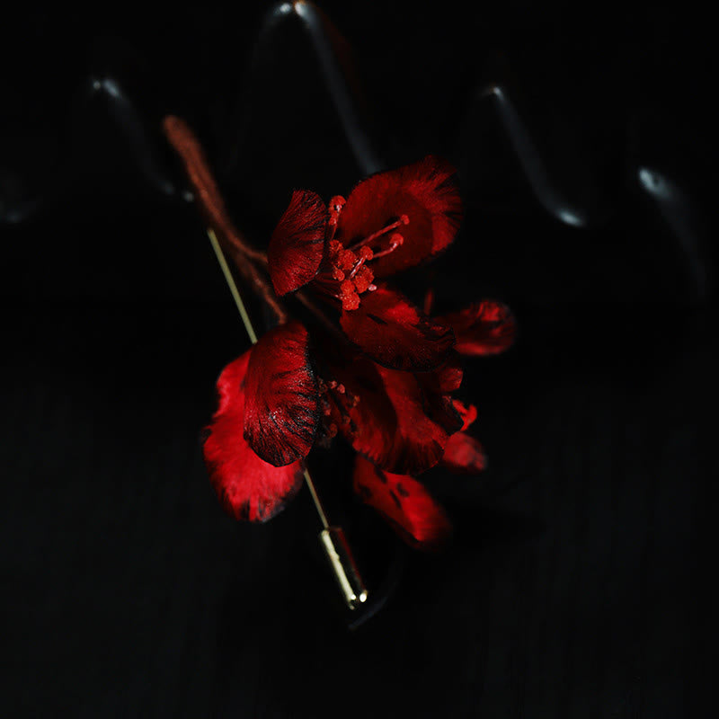 Buddha Stones Ręcznie wykonana broszka z jedwabiu z cyklamenem i kwiatem persycum - image 8