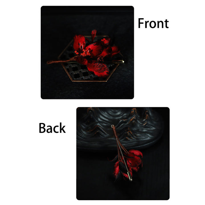 Buddha Stones Ręcznie wykonana broszka z jedwabiu z cyklamenem i kwiatem persycum - image 9