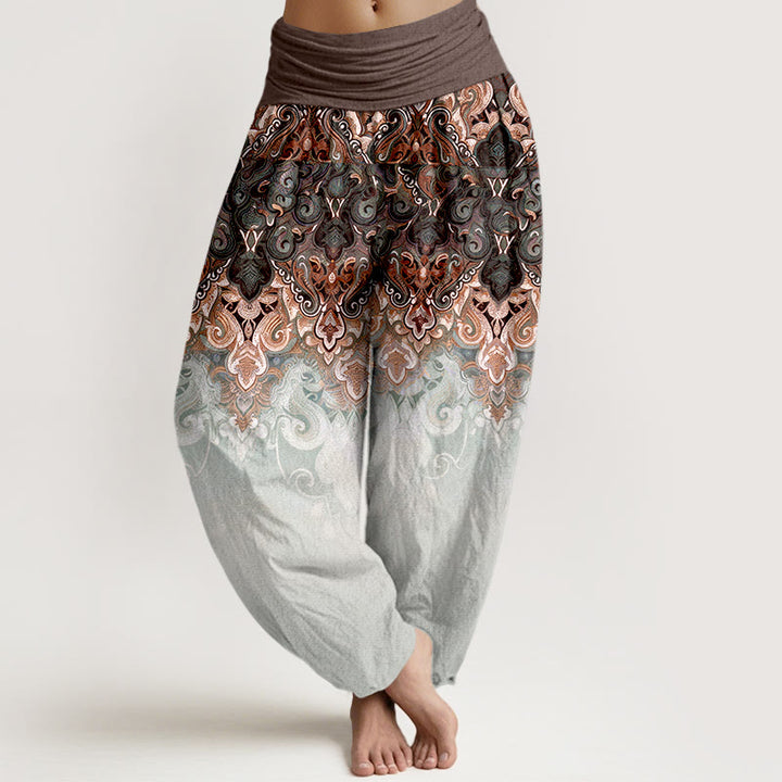 Buddha Stones Damskie spodnie haremowe z czystej bawełny z elastycznym pasem i wzorem paisley floral gradient - Sjena - US16, UK/AU20, EU48 (3XL) - image 5