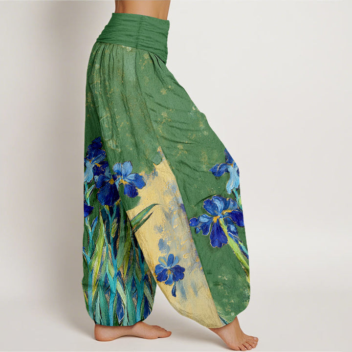 Buddha Stones Spodnie damskie typu harem z elastycznej talii z czystej bawełny w kolorze tęczówki - image 10