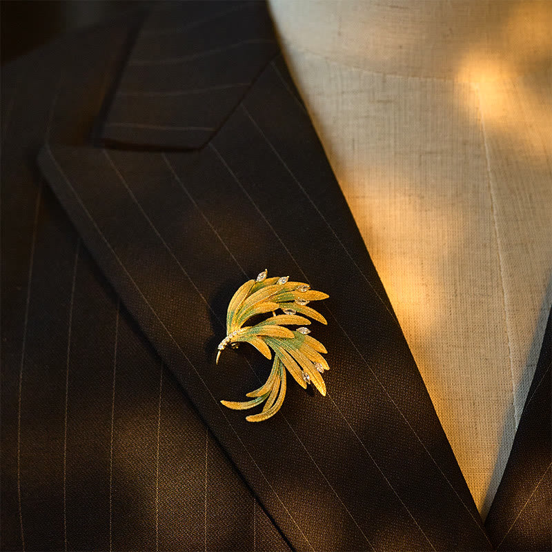 Buddha Stones Broszka miedziana "Pierze Feniksa" - image 3