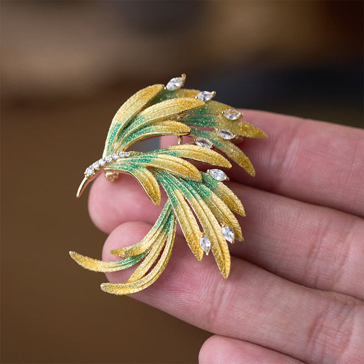 Buddha Stones Broszka miedziana "Pierze Feniksa" - image 2