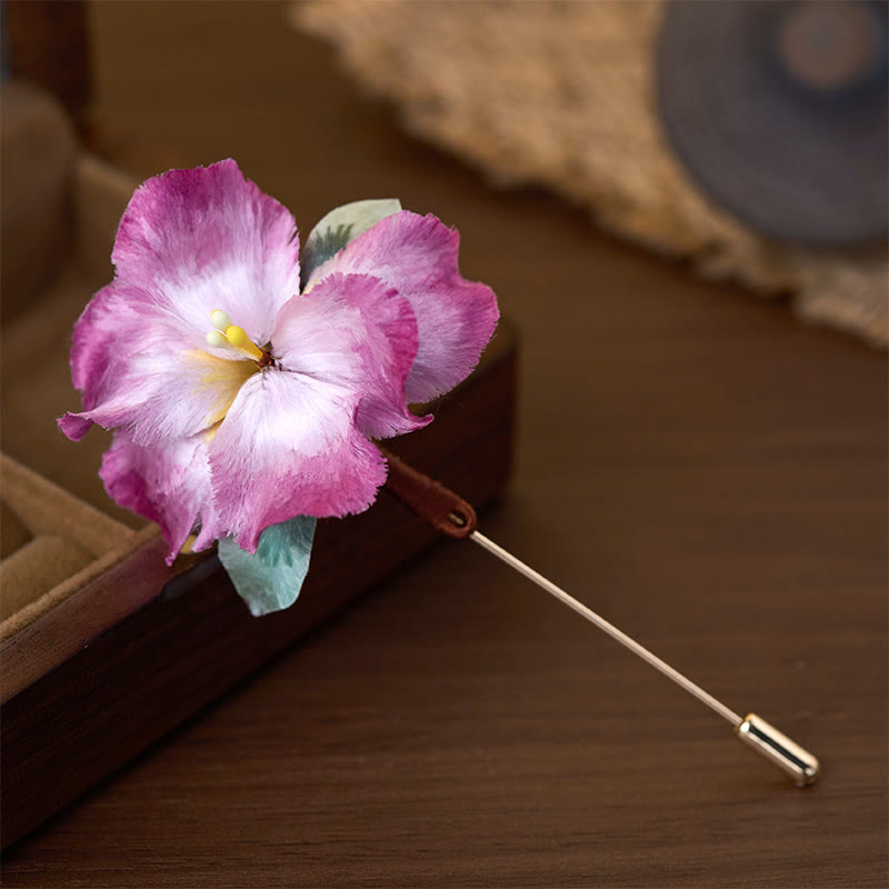 Buddha Stones Ręcznie wykonana broszka z jedwabnego aksamitu w kształcie kwiatu irysa - image 1