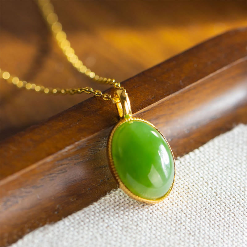 Buddha Stones Naszyjnik z wisiorkiem "Prosperity" ze srebra próby 925 z naturalnym jadeitem hetian - Jadeit (nieznaczne różnice w kolorze ze względu na naturalny jadeit) - image 0