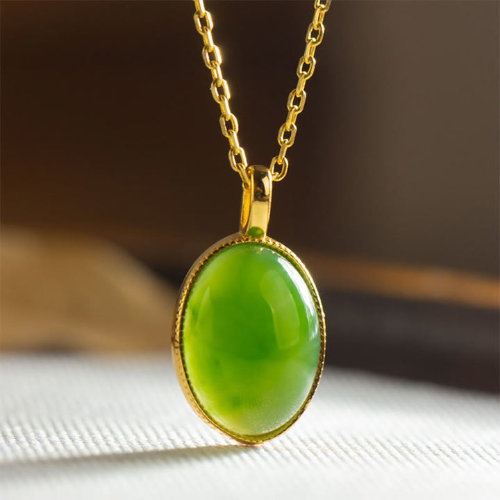 Buddha Stones Naszyjnik z wisiorkiem "Prosperity" ze srebra próby 925 z naturalnym jadeitem hetian - image 1