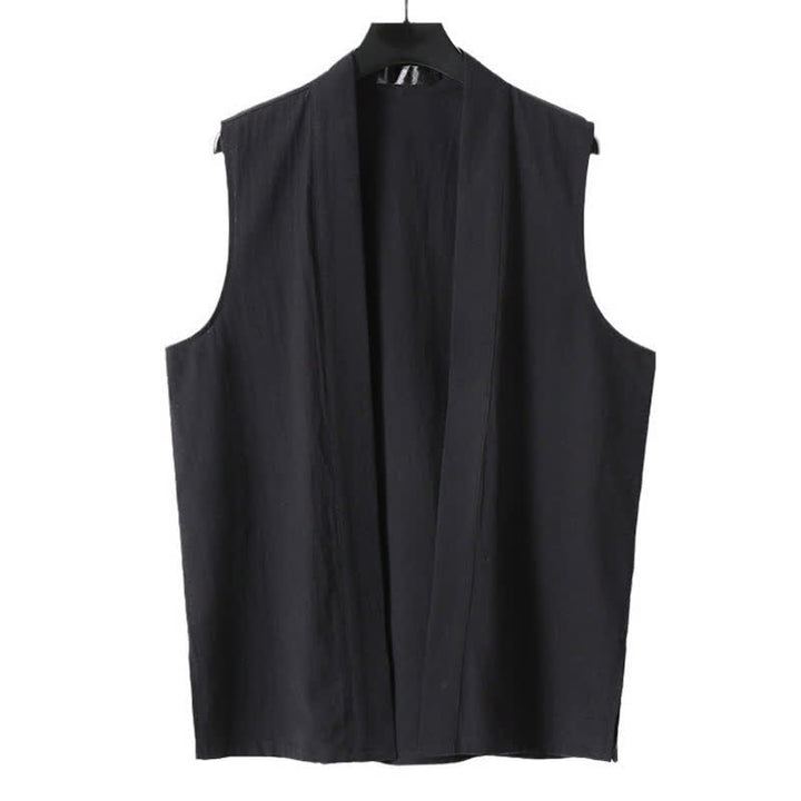 Buddha Stones Wiosenny, czysty kolor, męski, bawełniany, lniany, bezrękawnik, z otwartym przodem - image 12