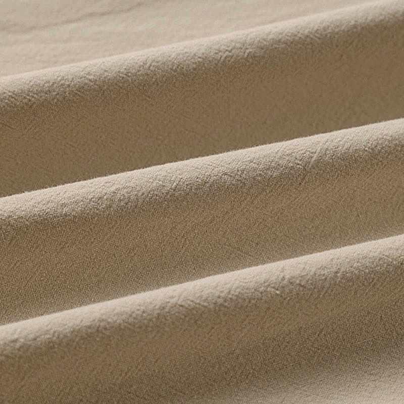 Buddha Stones Letnie, haftowane, bawełniane, lniane spodnie męskie z szerokimi nogawkami i kieszeniami - image 10