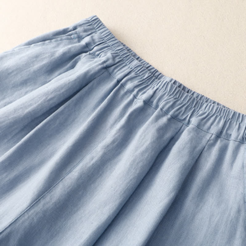 Buddha Stones Letnie, proste, elastyczne spodnie damskie z mankietami w dwóch kolorach, skrócone, zwężane, z kieszeniami - image 1