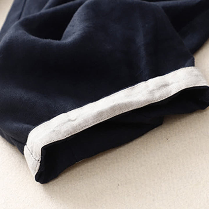 Buddha Stones Letnie, proste, elastyczne spodnie damskie z mankietami w dwóch kolorach, skrócone, zwężane, z kieszeniami - image 9