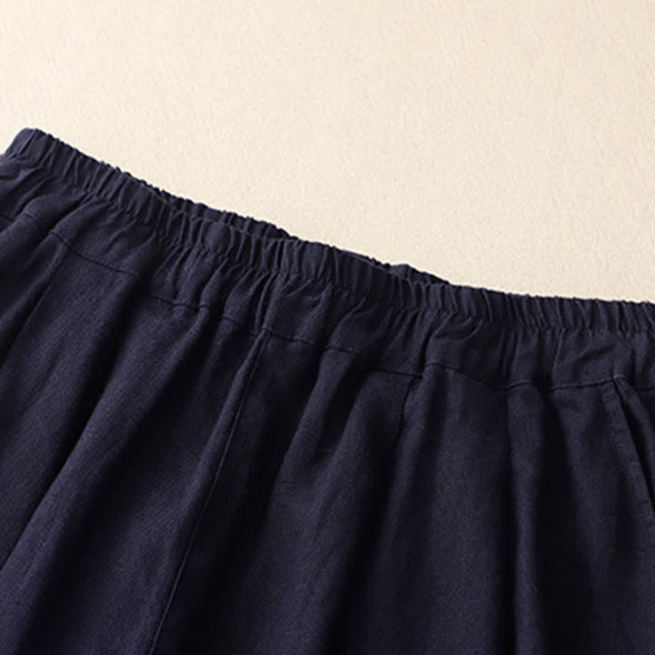 Buddha Stones Letnie, proste, elastyczne spodnie damskie z mankietami w dwóch kolorach, skrócone, zwężane, z kieszeniami - image 7