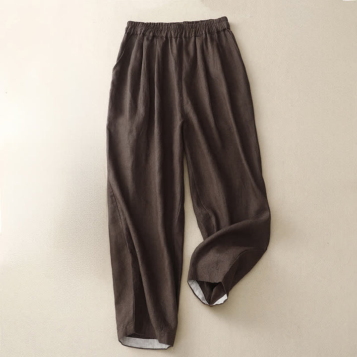 Buddha Stones Letnie, proste, elastyczne spodnie damskie z mankietami w dwóch kolorach, skrócone, zwężane, z kieszeniami - image 11