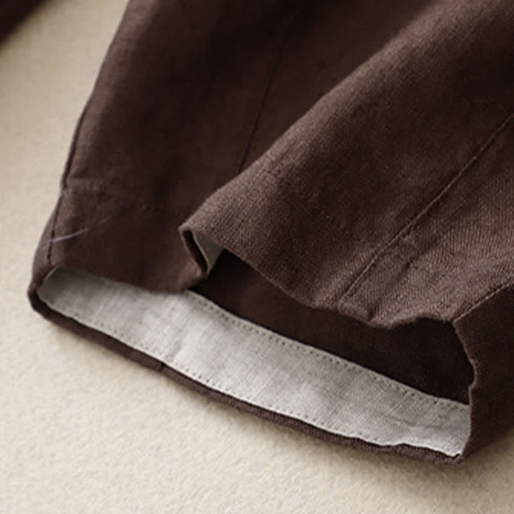 Buddha Stones Letnie, proste, elastyczne spodnie damskie z mankietami w dwóch kolorach, skrócone, zwężane, z kieszeniami - image 15