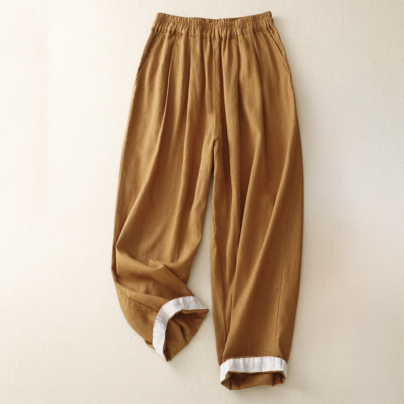 Buddha Stones Letnie, proste, elastyczne spodnie damskie z mankietami w dwóch kolorach, skrócone, zwężane, z kieszeniami - image 16