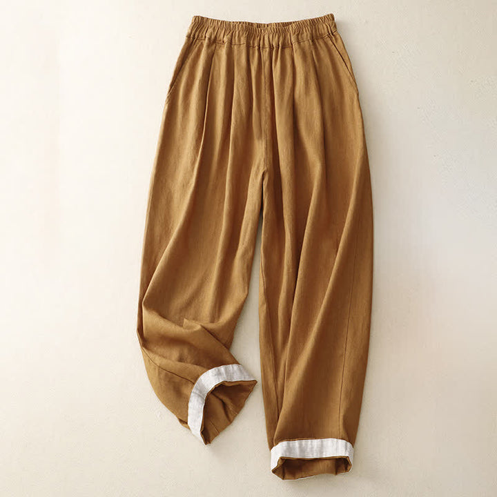 Buddha Stones Letnie, proste, elastyczne spodnie damskie z mankietami w dwóch kolorach, skrócone, zwężane, z kieszeniami - image 16