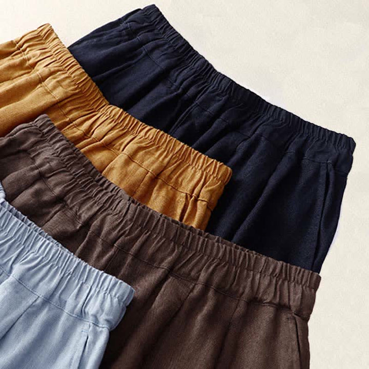 Buddha Stones Letnie, proste, elastyczne spodnie damskie z mankietami w dwóch kolorach, skrócone, zwężane, z kieszeniami - image 27