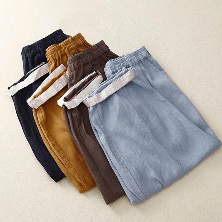 Buddha Stones Letnie, proste, elastyczne spodnie damskie z mankietami w dwóch kolorach, skrócone, zwężane, z kieszeniami - image 26