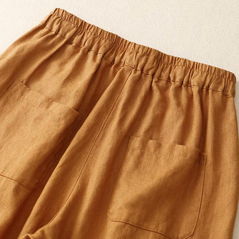 Buddha Stones Letnie, proste, elastyczne spodnie damskie z mankietami w dwóch kolorach, skrócone, zwężane, z kieszeniami - image 19