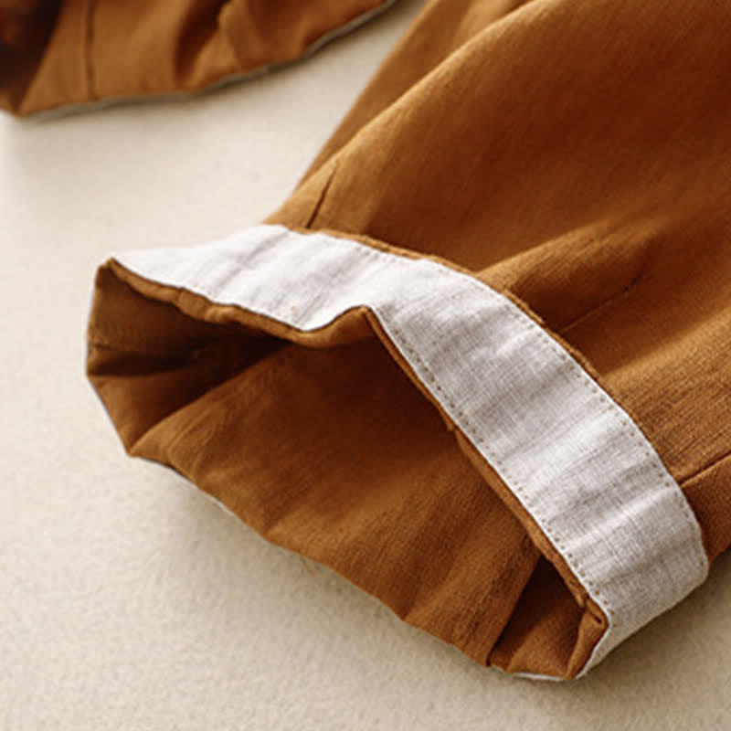 Buddha Stones Letnie, proste, elastyczne spodnie damskie z mankietami w dwóch kolorach, skrócone, zwężane, z kieszeniami - image 24