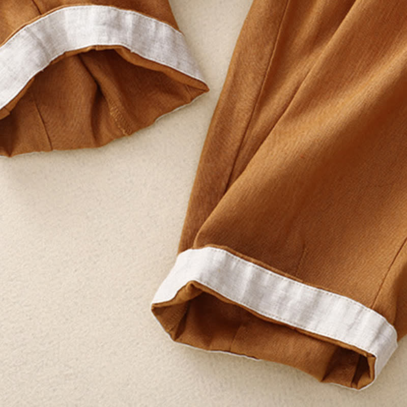 Buddha Stones Letnie, proste, elastyczne spodnie damskie z mankietami w dwóch kolorach, skrócone, zwężane, z kieszeniami - image 25