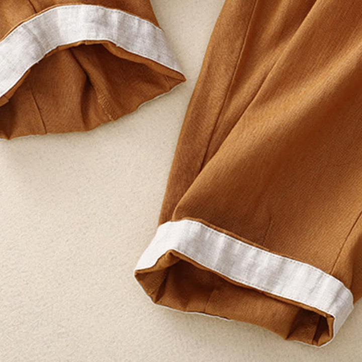 Buddha Stones Letnie, proste, elastyczne spodnie damskie z mankietami w dwóch kolorach, skrócone, zwężane, z kieszeniami - image 25