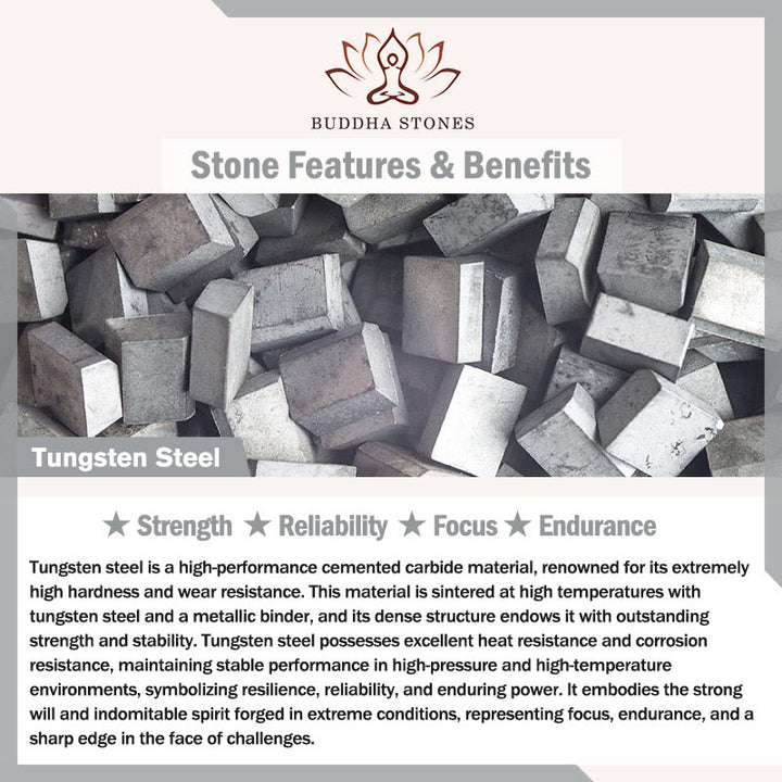 Buddha Stones Pierścień wytrzymałościowy z intarsją z fakturą młotkowaną ze stali wolframowej - image 5