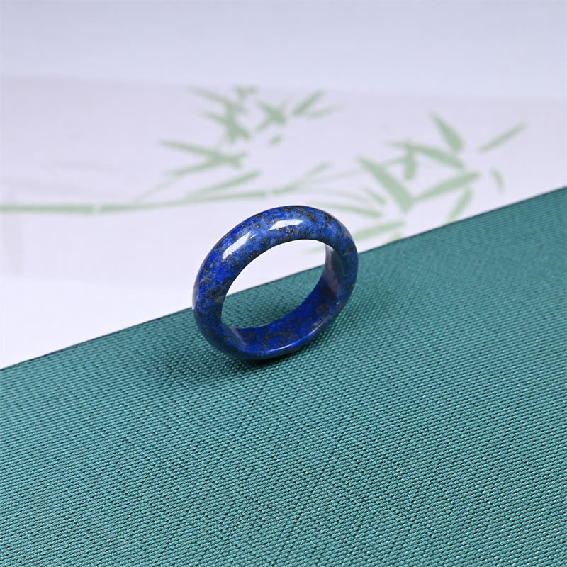 Buddha Stones Pierścionek z naturalnym lazurytem i lapis lazuli do pielęgnacji ciała - Lapis Lazuli - 22 mm - image 0