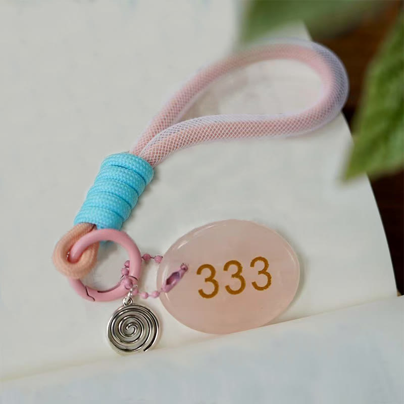 Buddha Stones 333 Anioł Numer Naturalny Kryształ Kwarcowy Różowy Pozytywny Brelok Wiszący Dekoracja - Kwarc różowy - image 0