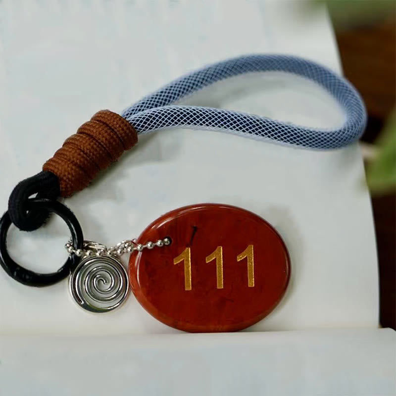 Buddha Stones 111 Anioł Numer Naturalny Czerwony Jaspis Pozytywny Brelok Wiszący Dekoracja - Czerwony jaspis - image 0