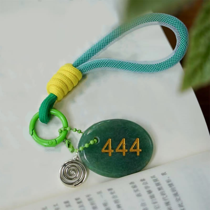 Buddha Stones 444 Anioł Numer Naturalny Zielony Awenturyn Pozytywny Brelok Wiszący Dekoracja - Zielony awenturyn - image 0