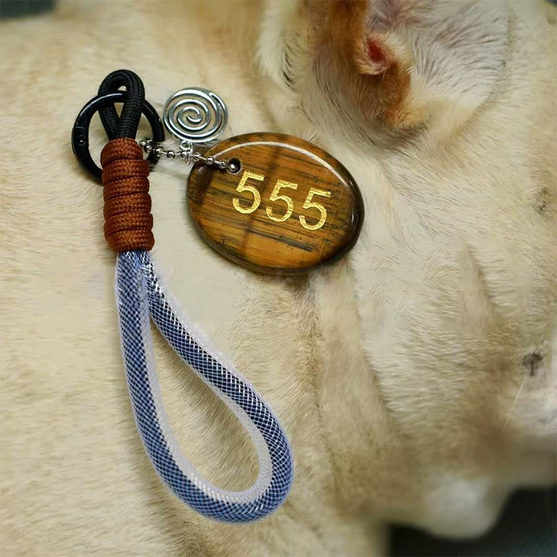 Buddha Stones 555 Anioł Numer Naturalny Tygrysie Oko Odwaga Brelok Wiszący Dekoracja - image 1