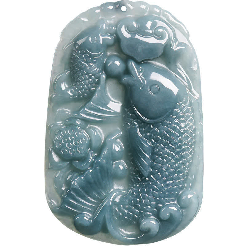 Buddha Stones Naszyjnik z podwójną liną z naturalnego jadeitu z motywem ryby Koi, symbolizujący dobrobyt - image 10