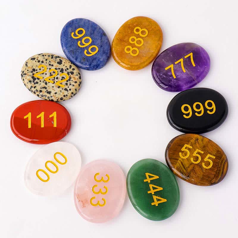 Buddha Stones Numery aniołów Biały kryształ Czerwony jaspis Różowy kryształ Zielony awenturyn Medytacja kamień palmowy - image 0